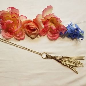 Gold and Cream Tassel Statement Necklace